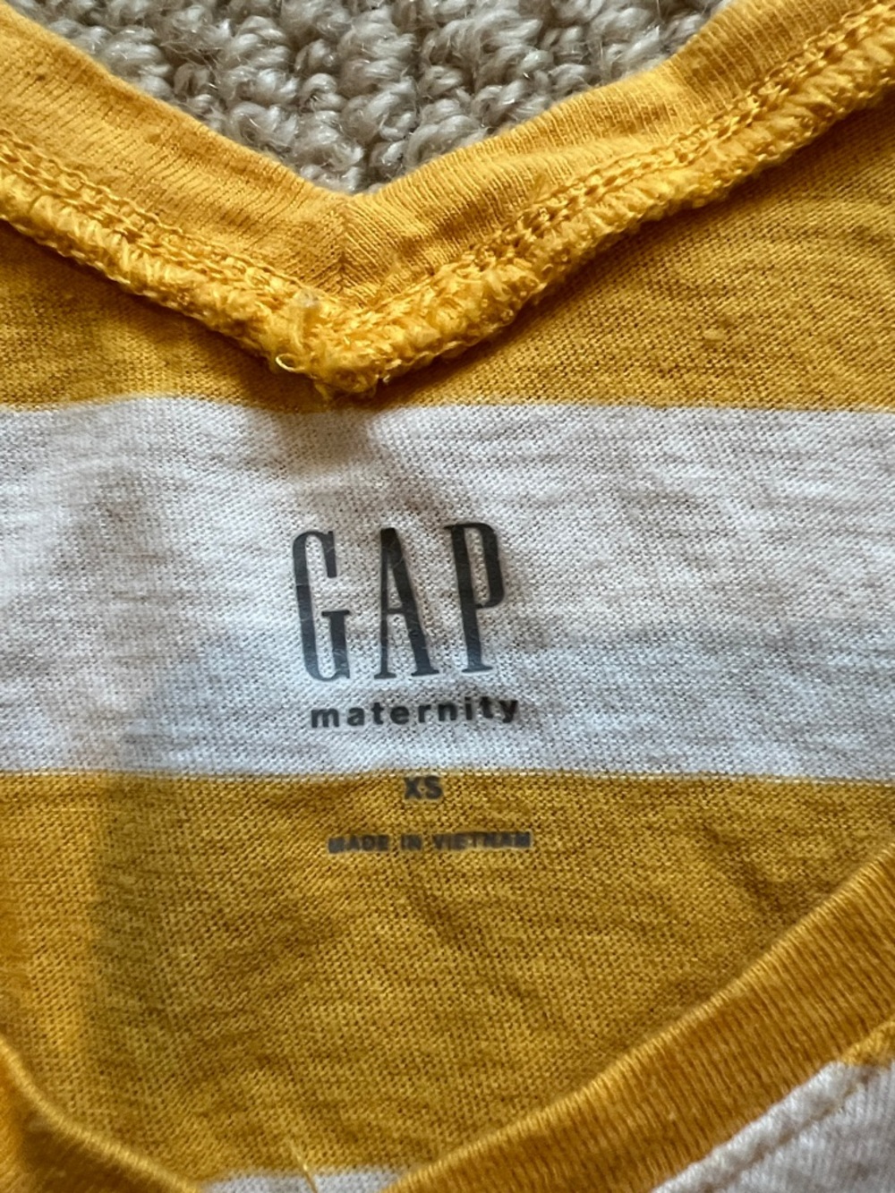 GAP Maternity Yellow White Stripe Tank Top V Neck Spring Summer - Picture 2 of 4